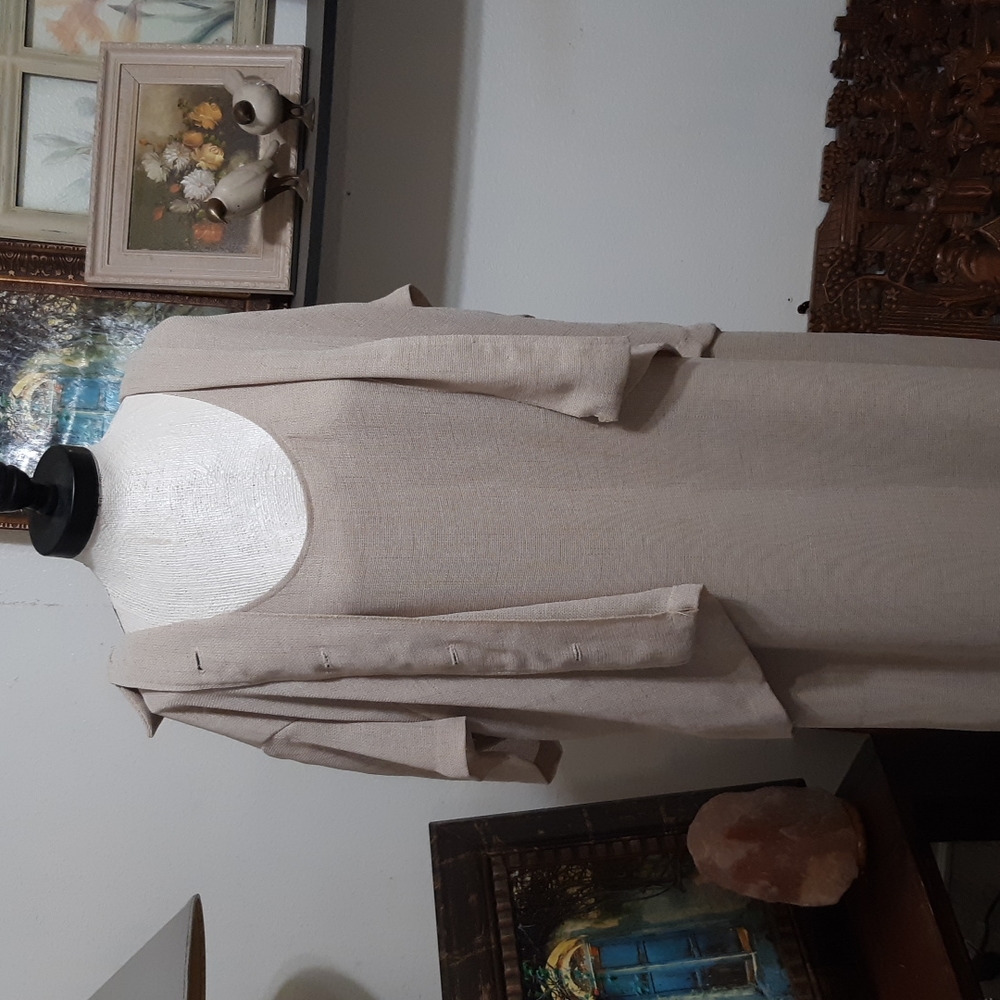 Womens Suit dress with jacket blouse neutral color AMANDA SMITH Plus sz 18 b39